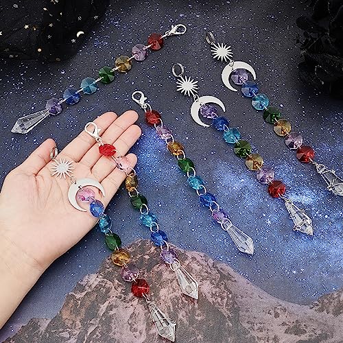 SUNNYCLUE 6Pcs Garden Suncatchers Outdoor Sun Catcher Rainbow Marker Indoor Sunlight Catcher Crystals Glass Beads Sun Moon Charms Window Hanging Ornament Prism Sunshine Catchers for Home Decor Gift - Image 3