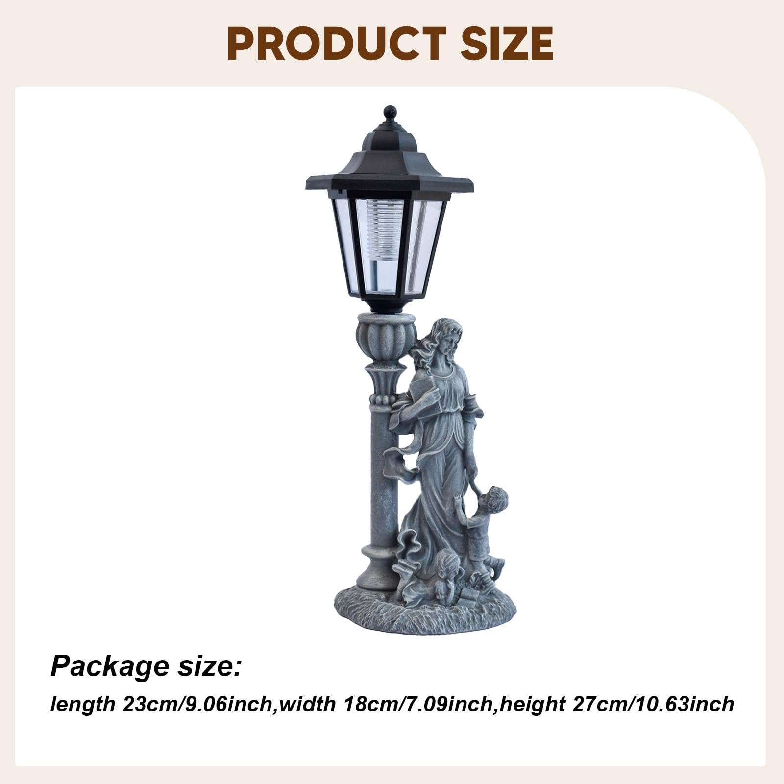 Estatua de Jardín con Luz Solar Ornamento de Césped Resistente Figura Escultura Decorativa para Uso en Patio Sendero Balcón Jardín 23cmx18cmx27