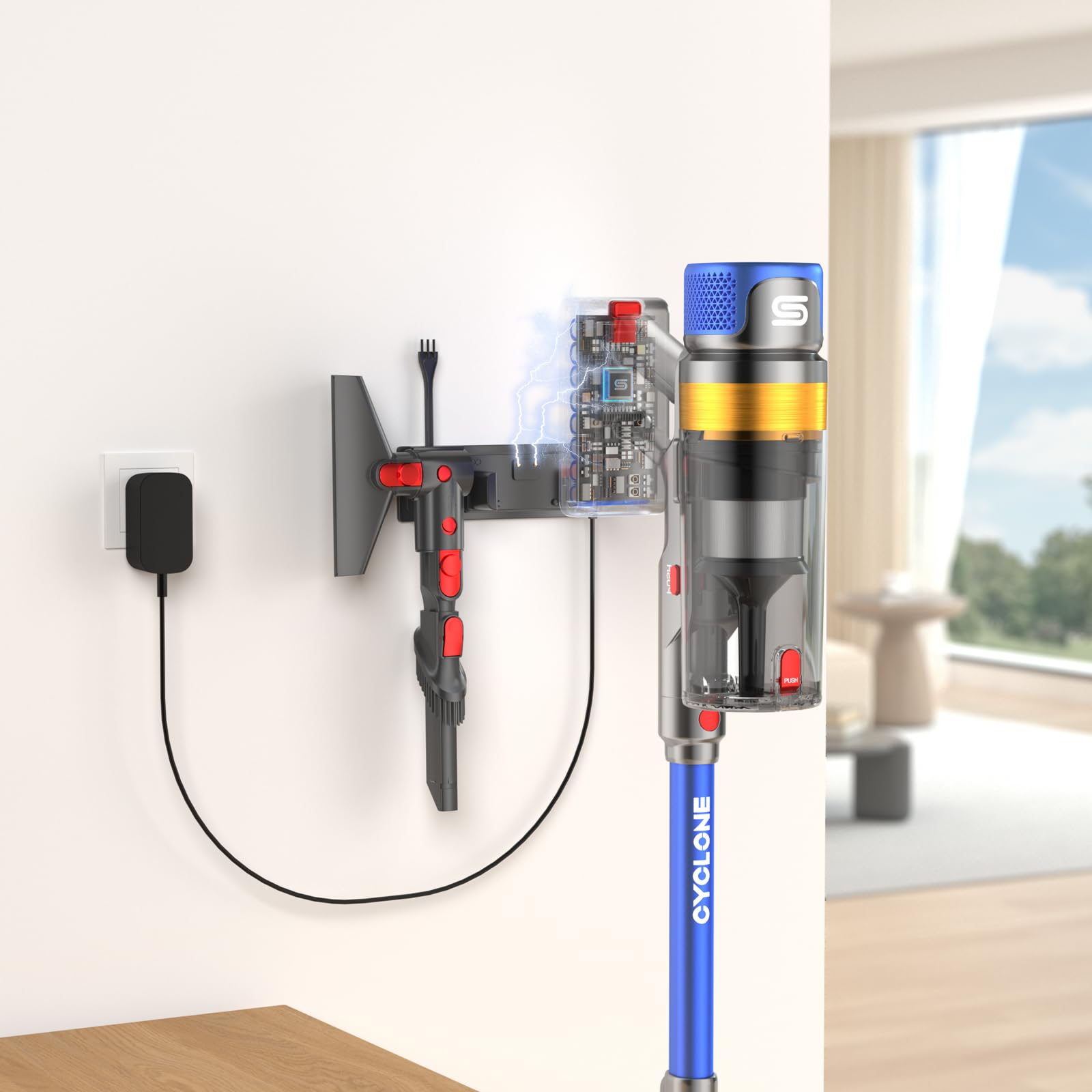 Aspirapolvere senza Fili 48Kpa 580W 70 Minuti, Scopa Elettrica senza Filo Potente con Smart Display, Anti Groviglio, 1.6L Capacità Vacuum Cleaner per Peli Animali Pavimenti Tappeti, X8