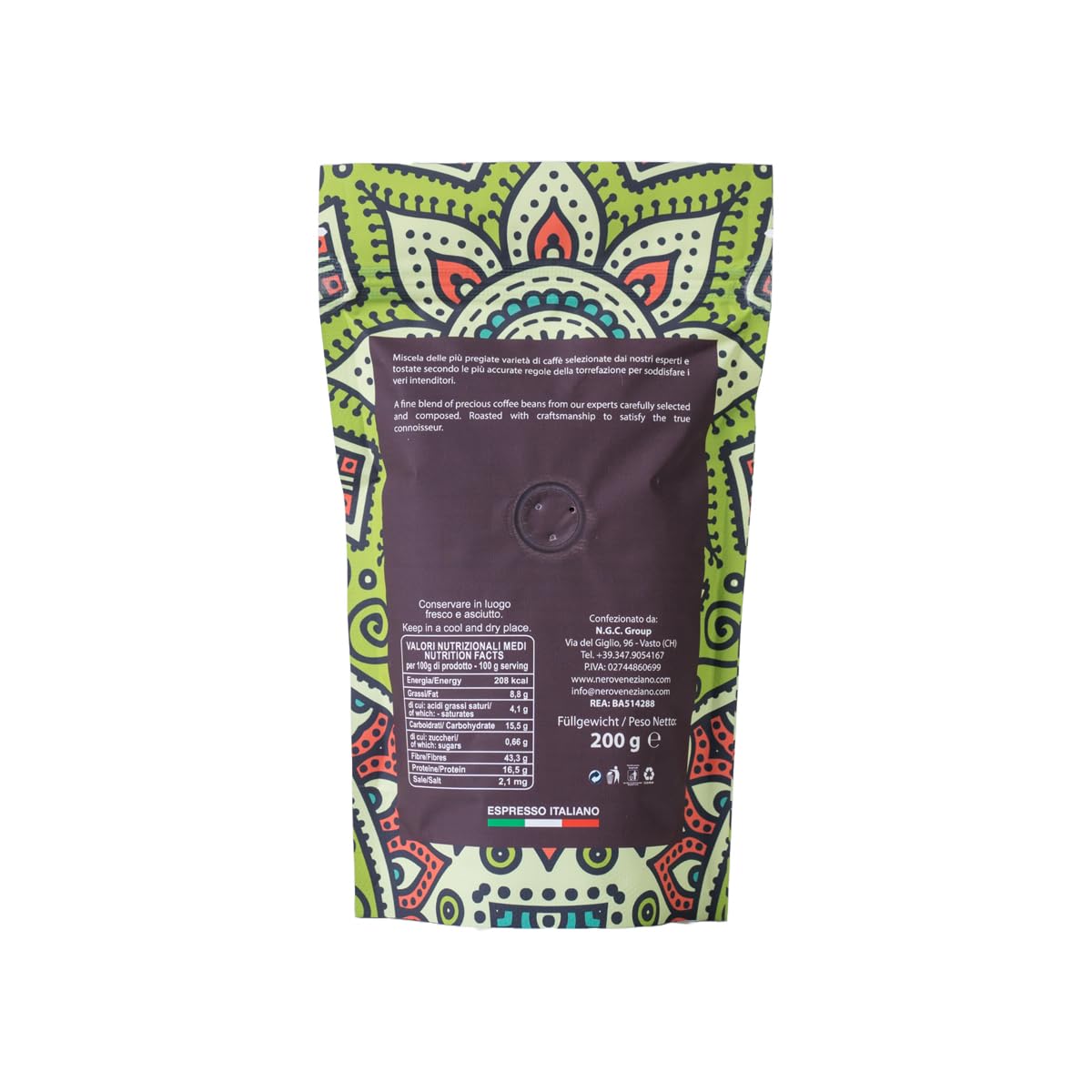 Nero Veneziano Caffè Kit Degustazione Grani, 3x200 g Kenya, Costarica, Brazil, 1 x50 g Orzo Solubile, 1x100 g Caffè Solubile Ginseng, Tostatura Media, Artigianale Italiano, Per Espresso e Automatiche