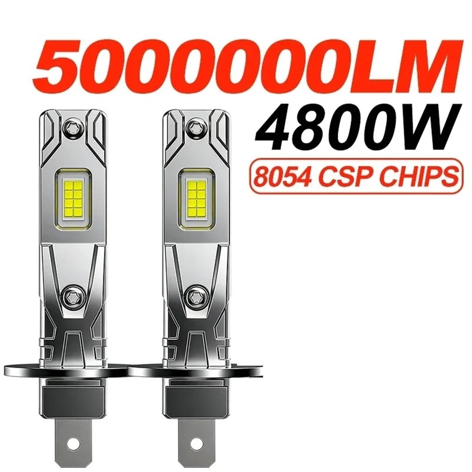 Ampoules phares LED H1 H7 H4 sans ventilateur, 5000000LM, 6000K, 4800W, 16 pièces, 7535 CSP, faisceau haut et bas 1:1, Mini + 800% lumineux Phare Avant Moto