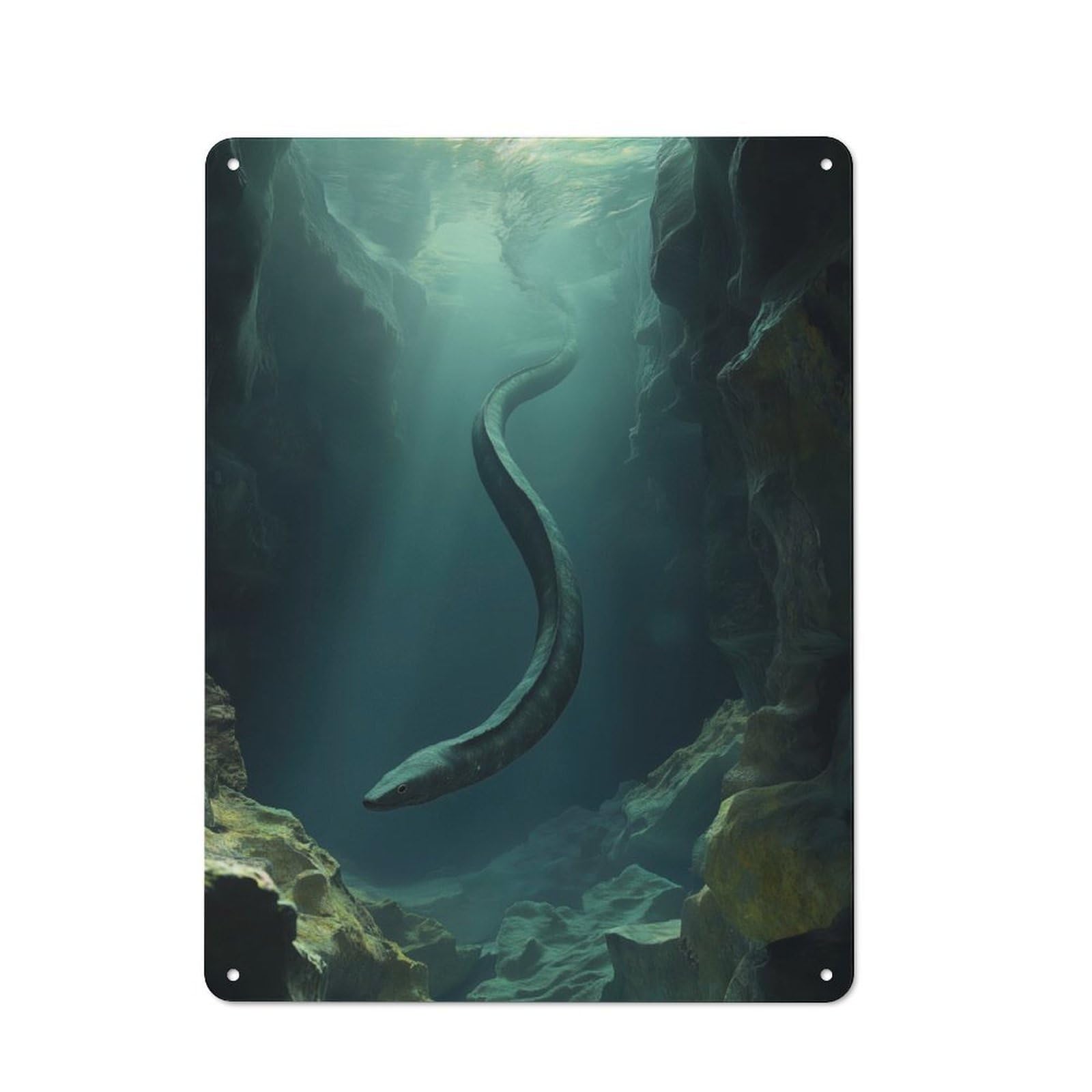 Junmoney Sea Serpent Eel In Cave Vintage Metal Sign 40X30cm For Guest Room Or Hallway, Suited To Guest Room Decorators
