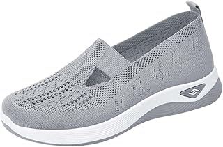 Women's Woven Orthopedic Breathable Soft Shoes Arch Support, Diabetes Foam Shoes Walking Anti-Skid Sports