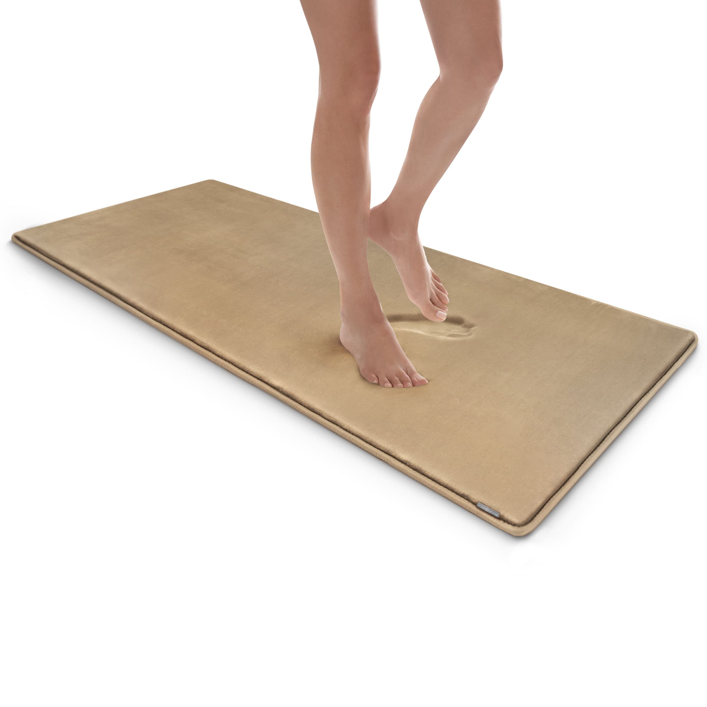 MICRODRY SoftLux Solid Bath Mat for Bathroom, Extra Thick Memory Foam Bathroom Rugs with GripTex Skid-Resistant Base, Charcoal Infused Absorbent Bath