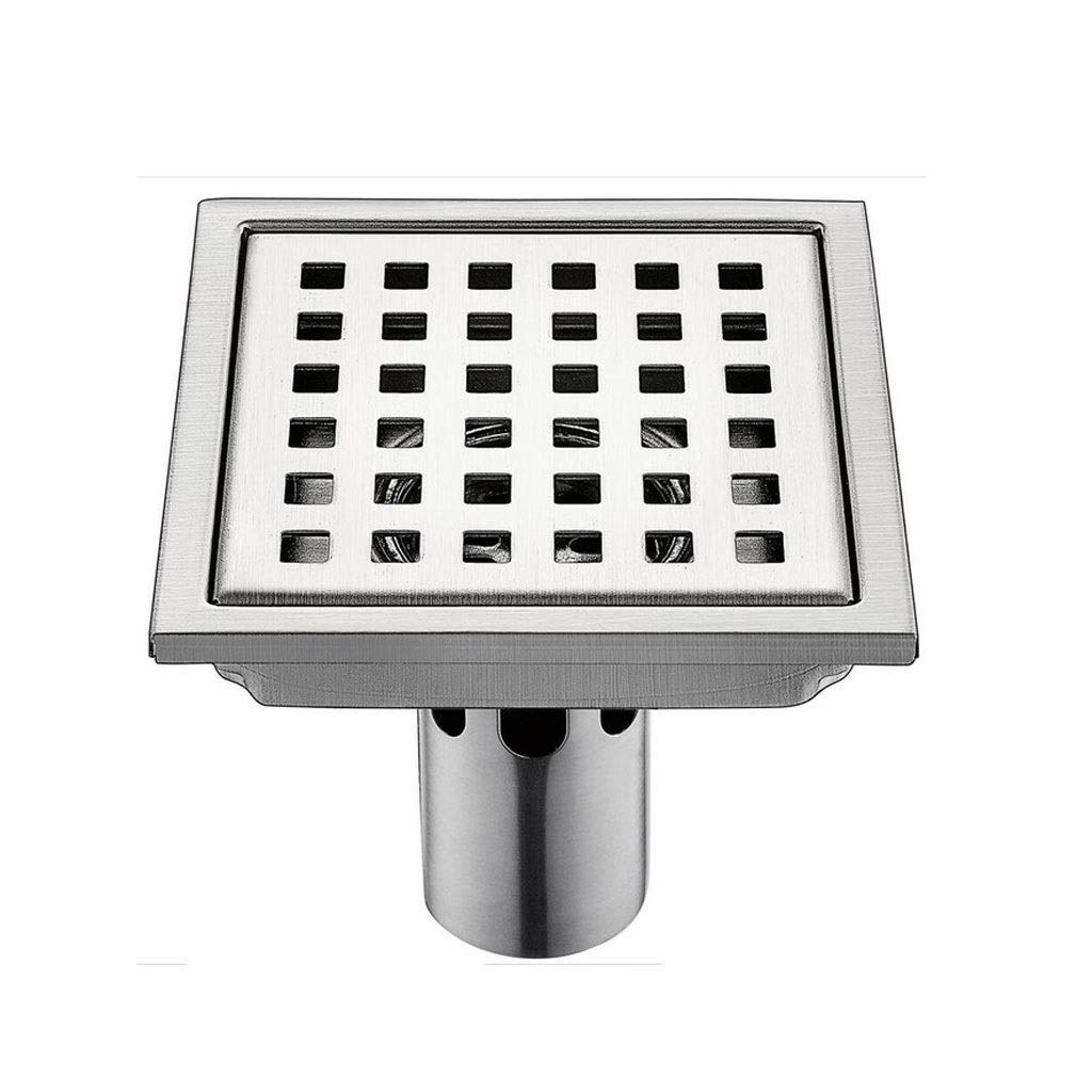 floor drain， Simple Grid Floor Steel Large Flow Drainer Square Shower Drain Waste Grate with Hair Strainer