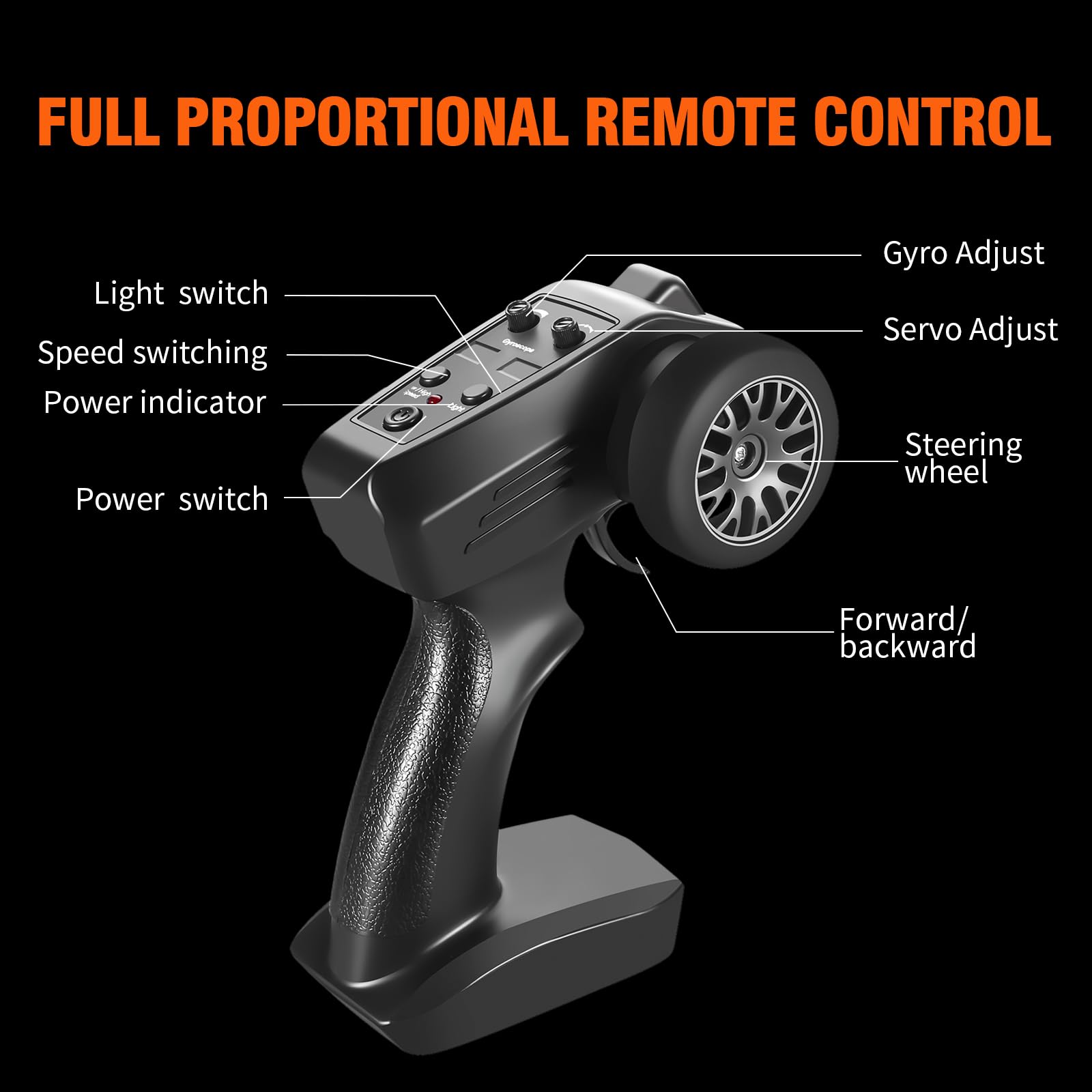 ACAMMZAR Mini RC Drift Car with Gyro, 1:43 4WD Full Proportional RC Cars, 18KM/H High Speed Remote Control Car with Lights, Extra Racing Tires, Vehicle for Adults Kids Boys, Black