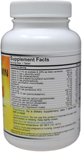 Miniatura 2 de Multivitamínico Multi-Mineral Comparar con Centrum Silver® Multivitamínico Multimineral con Beta Caroteno Especialmente para Adultos 50 Plus - 160