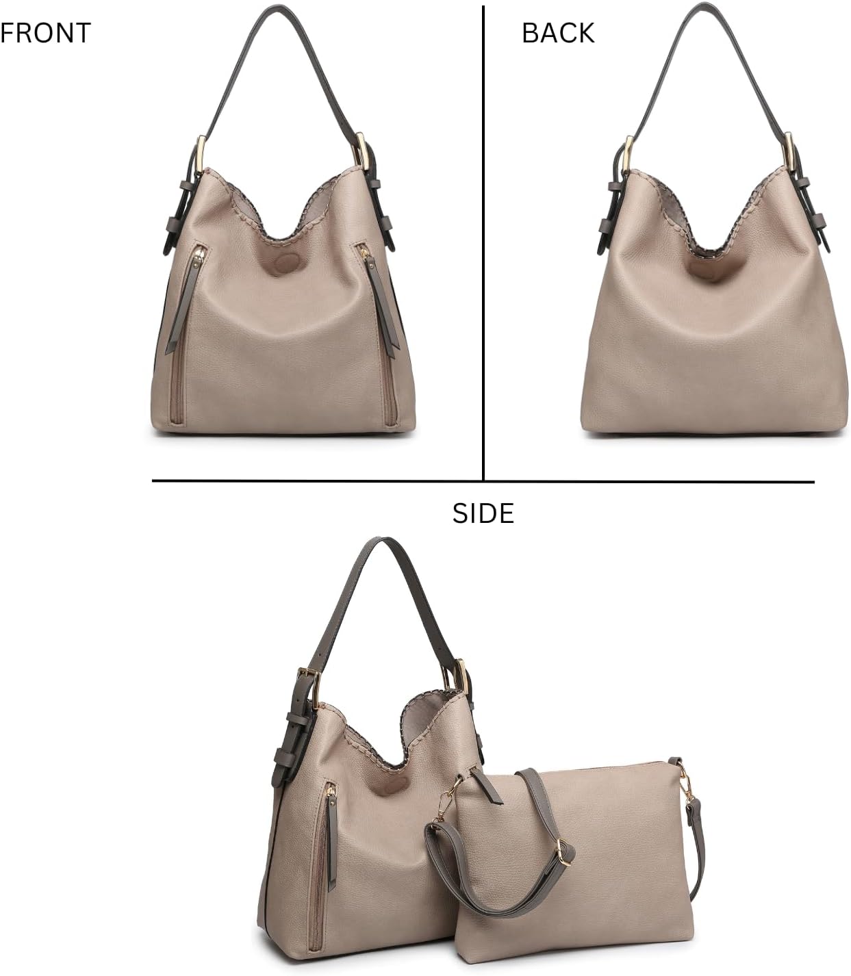 Alexa Vegan Leather Hobo Bag 2-in-1 Shoulder Purse and Handbag with Inner Crossbody Bag for Women - Image 6