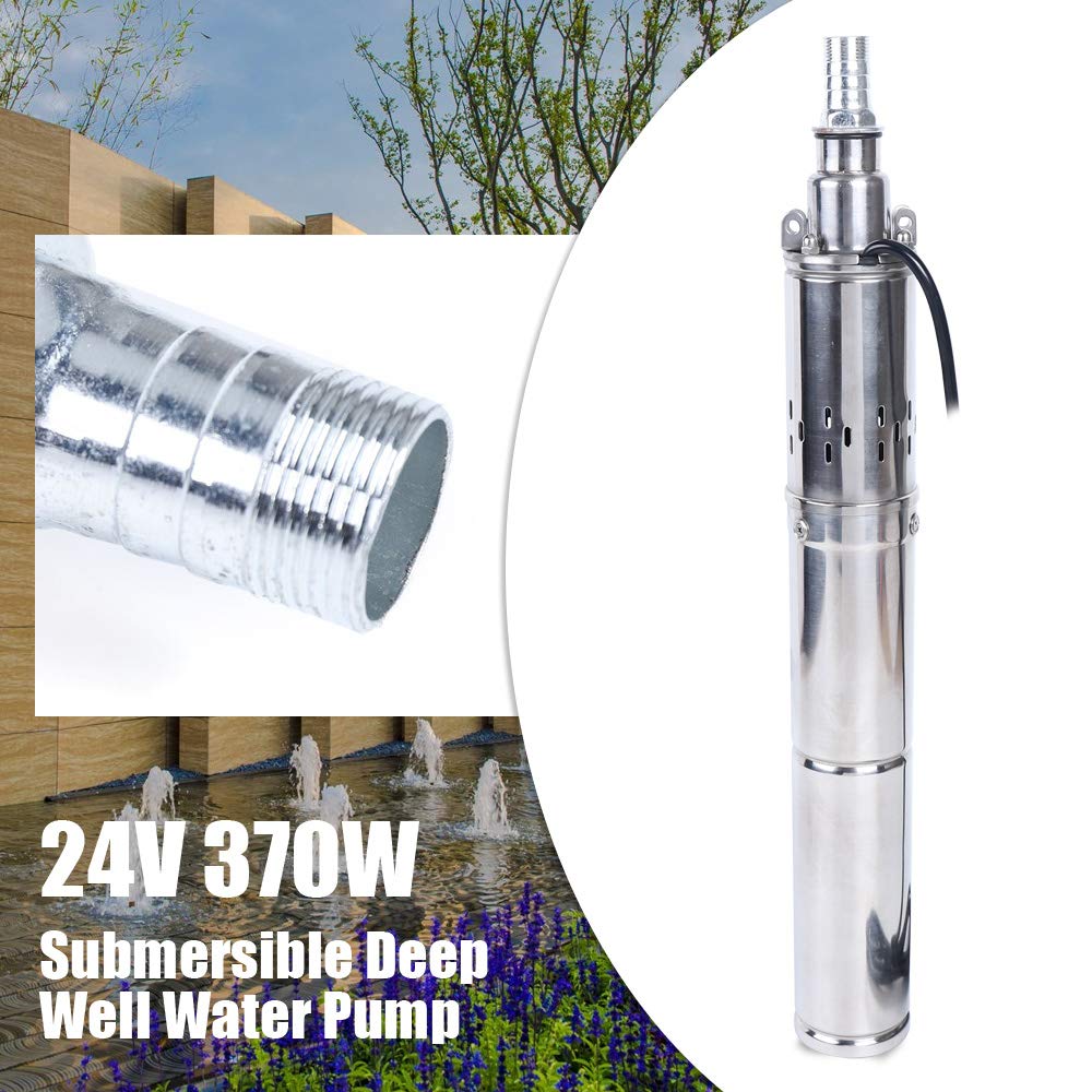 Pompa per acqua solare, 370 W, 24 V, in acciaio inox, pompa a immersione Garden Max 65 m