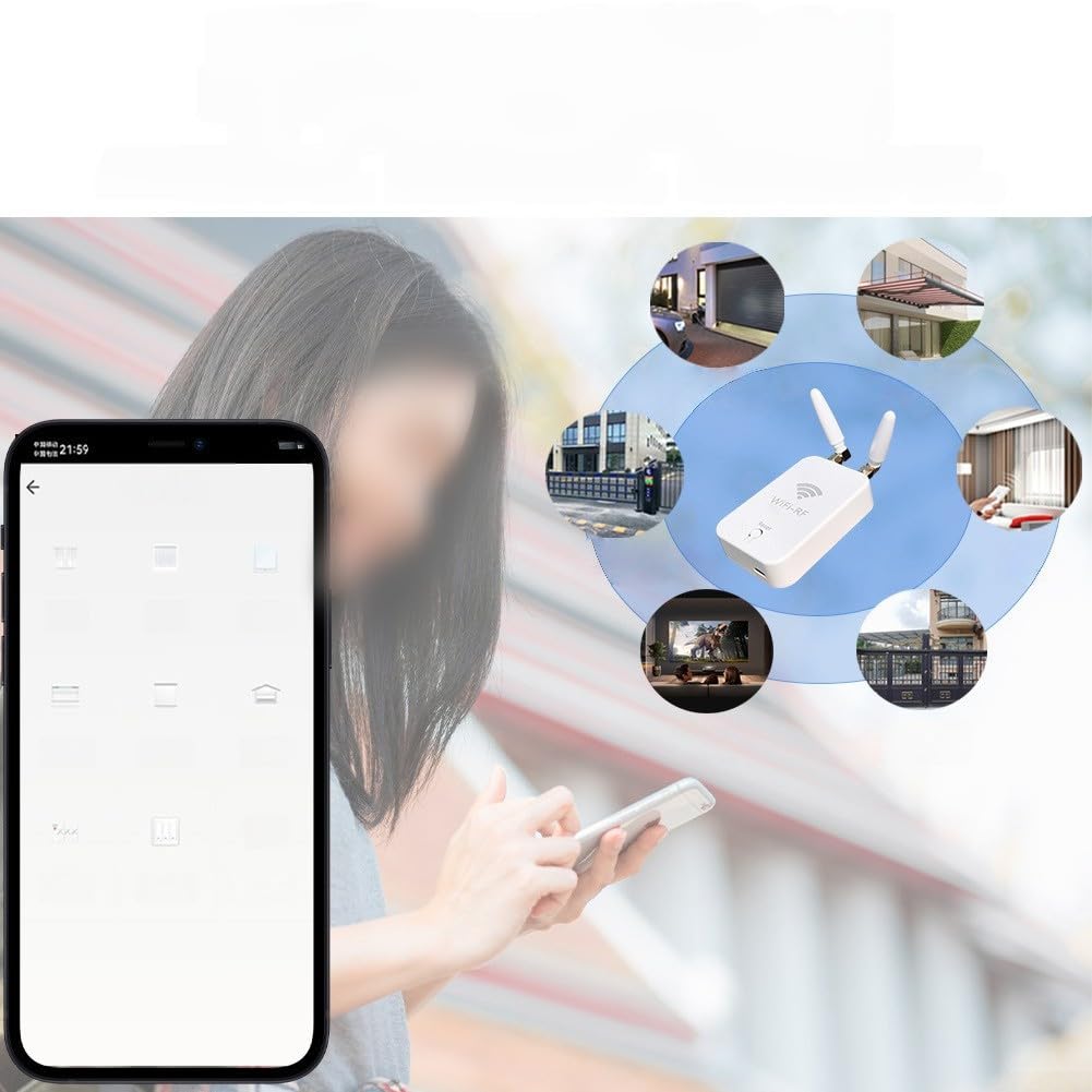 Para Tuya Smart WiFi RF Copiadora de control remoto compatible con puertas eléctricas Persianas enrollables Soporta hasta 10 dispositivos Duplicador de señal inalámbrico de 2.4 GHz para automatización