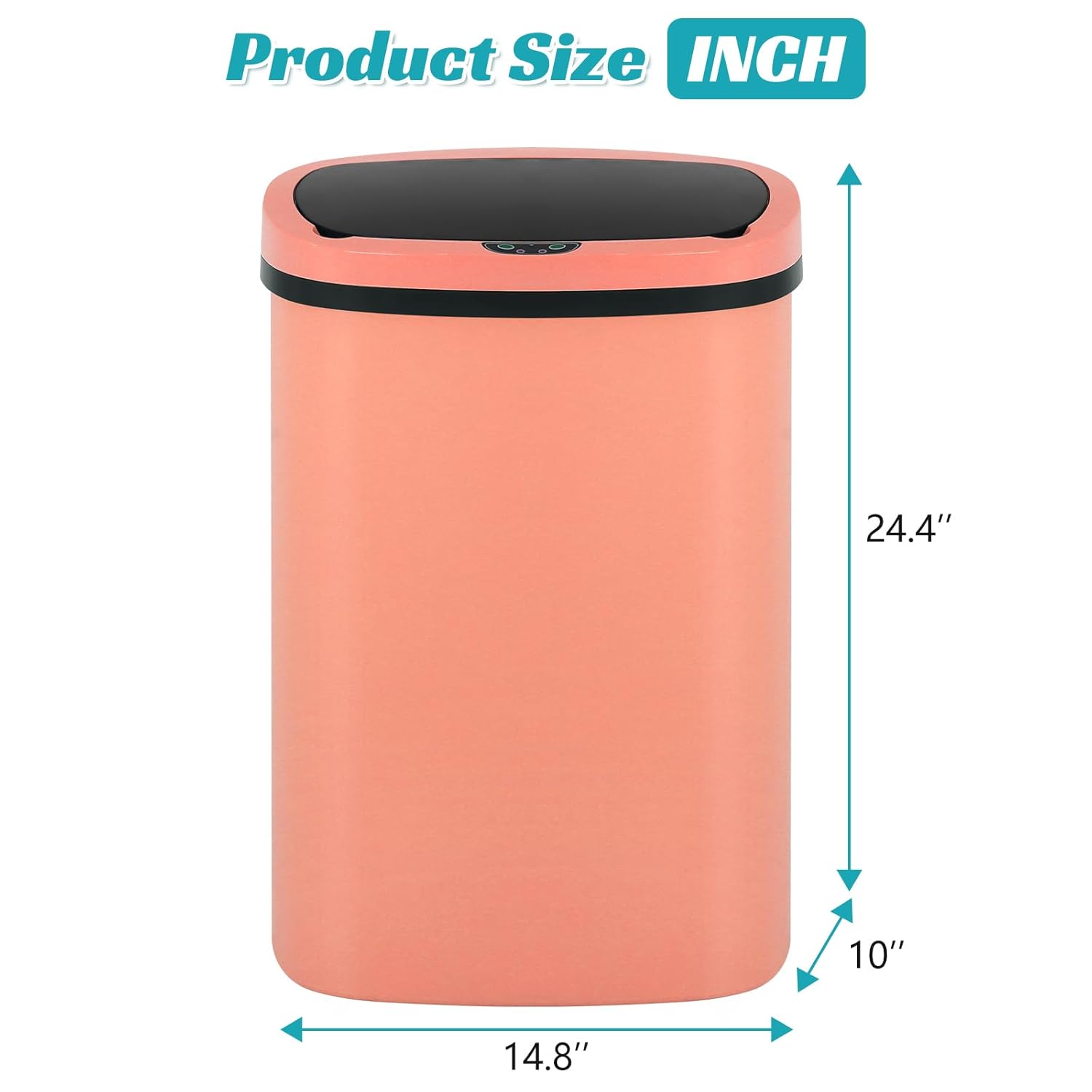 Dkeli 13 Gallon Trash Can Automatic Kitchen Trash Can 50 Liter Touch Free Garbage Can with Lid Brushed Waste Bin for Home Office Bedroom Bathroom, Pink
