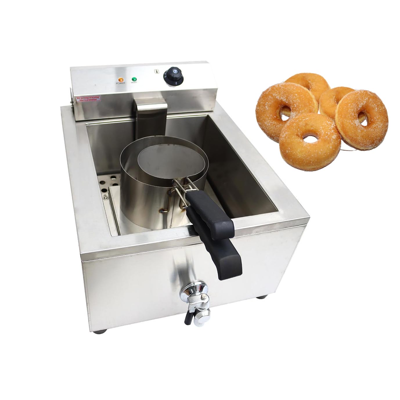 Banfluxion 110V Electric Commercial funnel cake fryer Stainless Steel 25L Deep Fryer with Two Rings for Funnel Cakes, Donuts, and Other Fried Food