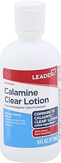 Leader Medicated Calamine Clear Lotion, Anti-Itch, External Analgesic Skin Protectant, Relieves Minor Skin Irritations, Poisen Ivy, Poisen Oak,Insect Bites, 6 oz