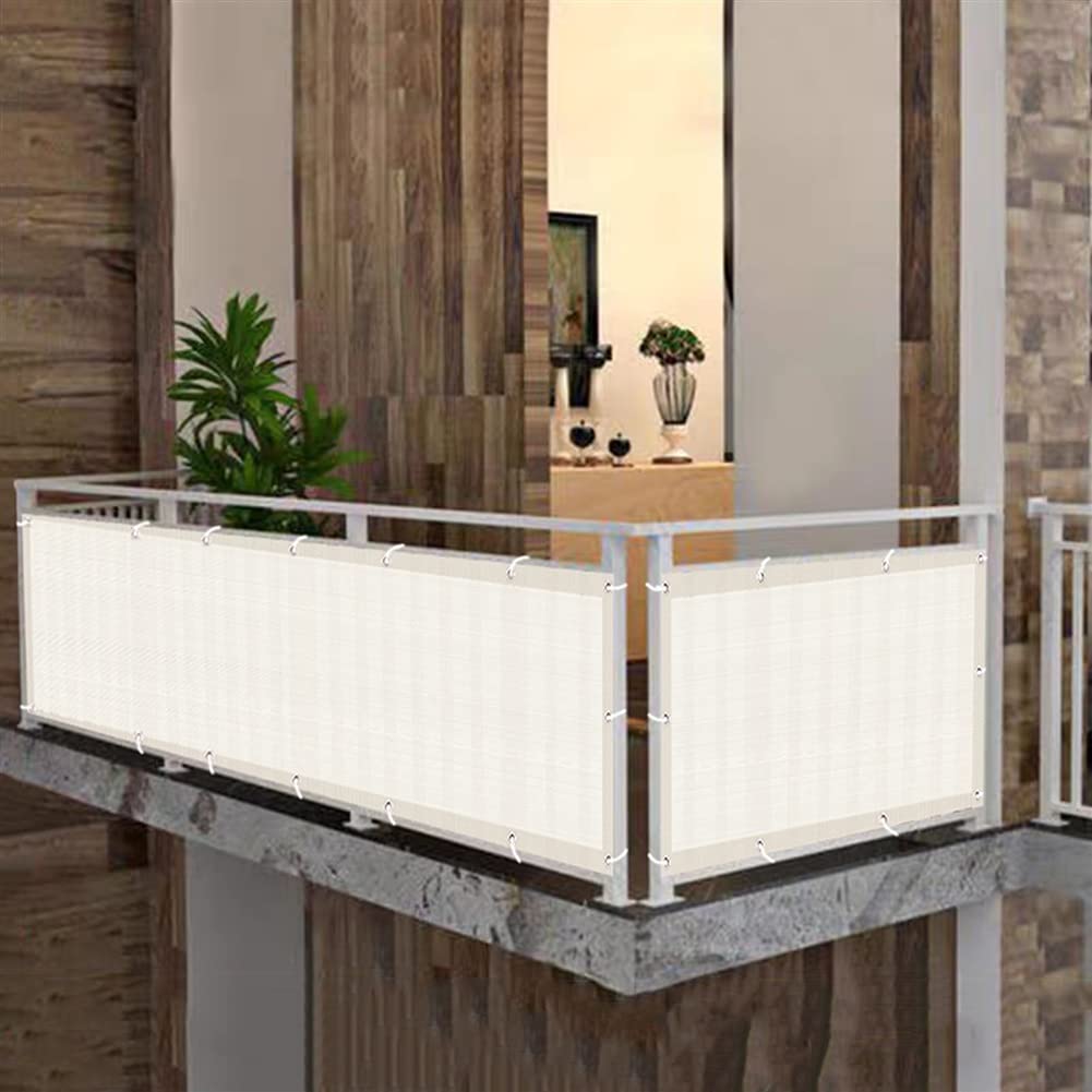 Zewnętrzna osłona balkonowa - 60/70/80 cm wysokości, odporna na promieniowanie UV, HDPE osłona przeciwwiatrowa z otworami na guziki, biała, 80 x 750 cm, idealne rozwiązanie chroniące przed wzrokiem do
