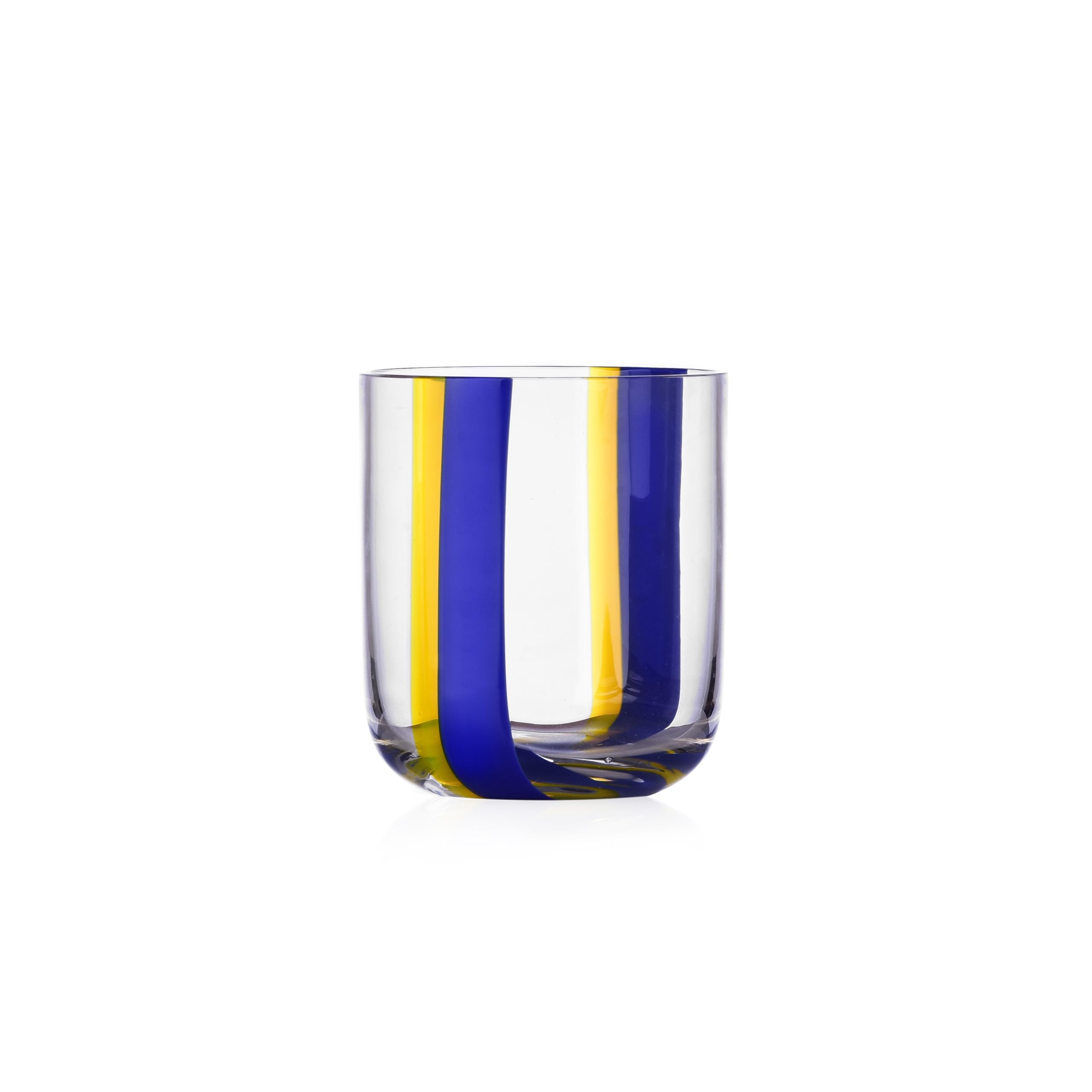 Ichendorf Milano Tumbler, Blue and Yellow U, Gesti Collection, 35 cl, Mouth-Blown Glass, Hand Finished