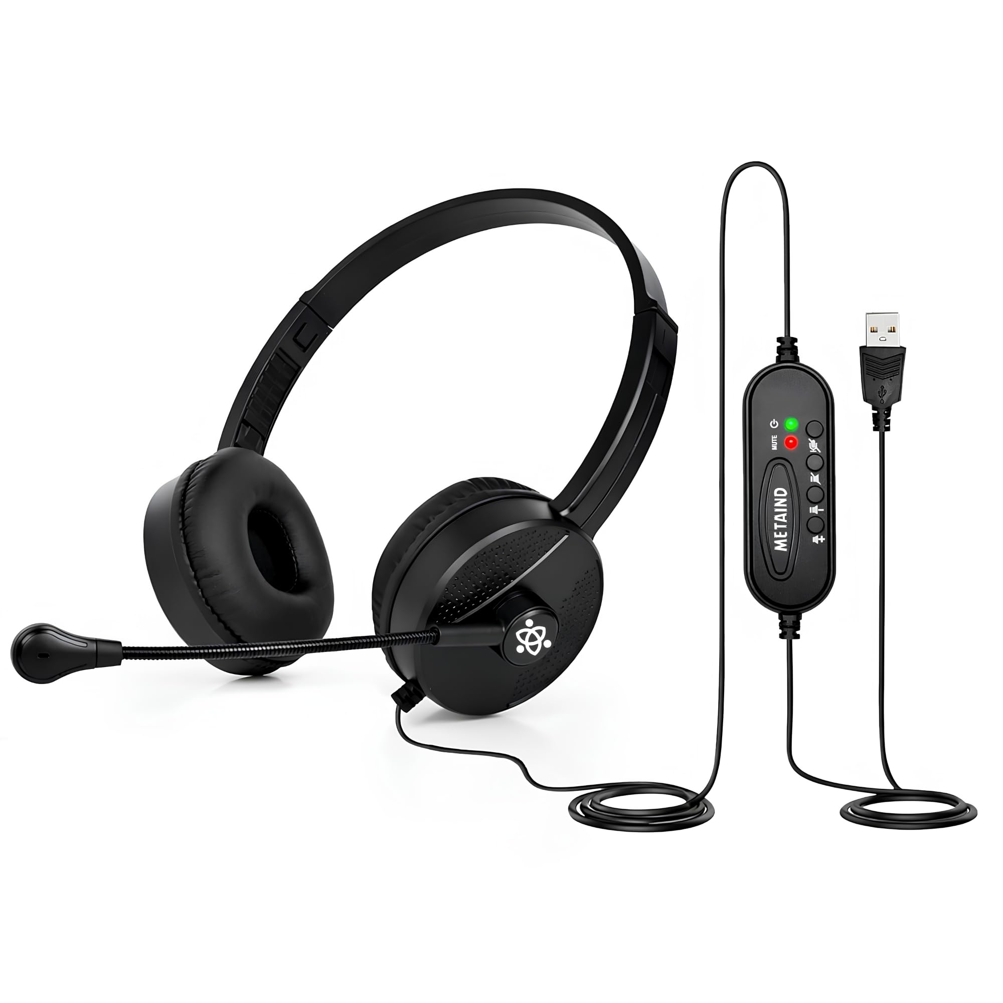 Wired USB Headphone with Noise Cancelling Mic | Perfect for Skype, Zoom Calls & Call Center Headset for PC & Laptop | Model: Meta_MT50 (Black)-image-2