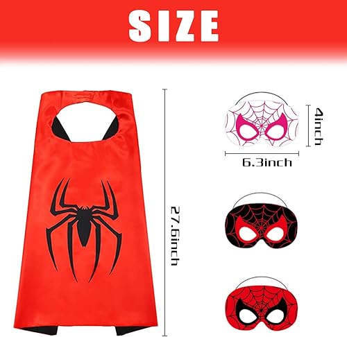 Miniatura 3 de QICI Spidey His Amazing Friends Capa y máscara para niños de 3 a 10 años, regalos para niños y niñas, Navidad, Halloween, cosplay, suministros de
