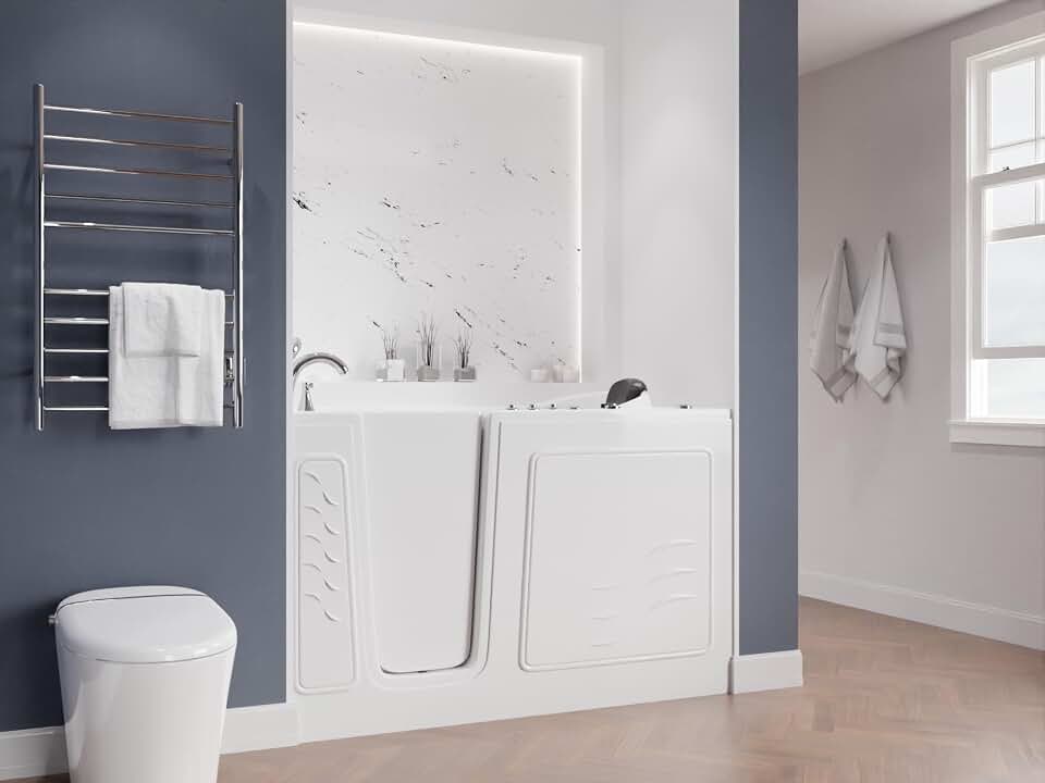 ANZZI Walk-in Tub 30" x 60" Left Drain Quick Fill Walk-In Whirlpool and Air Tub with Powered Fast Drain in White (3060WIL)
