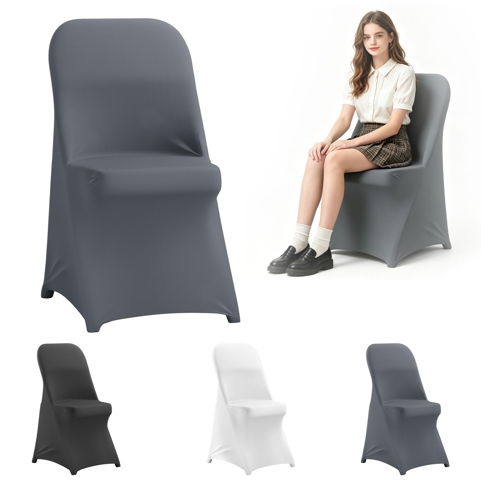 UISEBRT Stuhlhussen für Klappstühle, Dehnbarer Stuhlbezug ≥500g/m²,Universell Klappstuhlhussen atmungsaktiv & knitterfest,Klappstuhlbezug für Hochzeiten, Partys, Zuhause