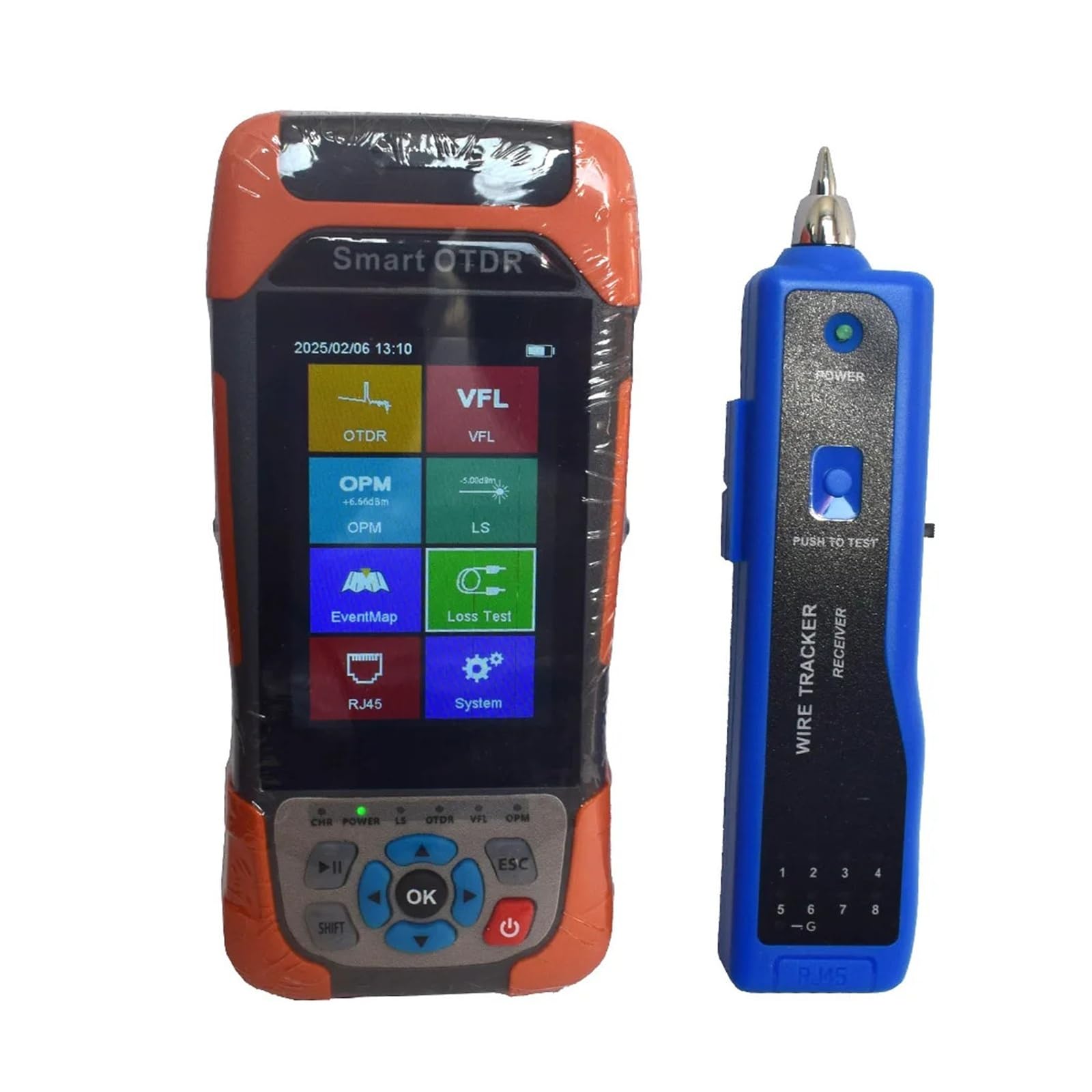 Reflectómetro HJ1000 Mini OTDR 1310nm 1550nm 1610nm 1625nm con pantalla táctil, mapa de eventos, probador OPM VFL RJ45 Fácil de leer(1310nm (APC))