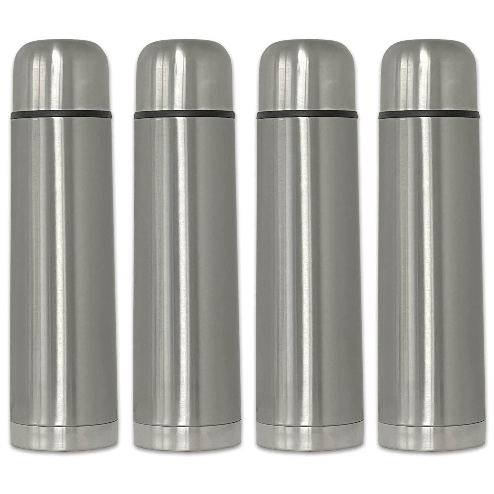 4er Set Edelstahl Isolierflasche 750ml mit Becher Kaffee Tee Isolier Flasche Thermosflasche Thermobecher Wasserflasche Thermoskanne Thermoflasche