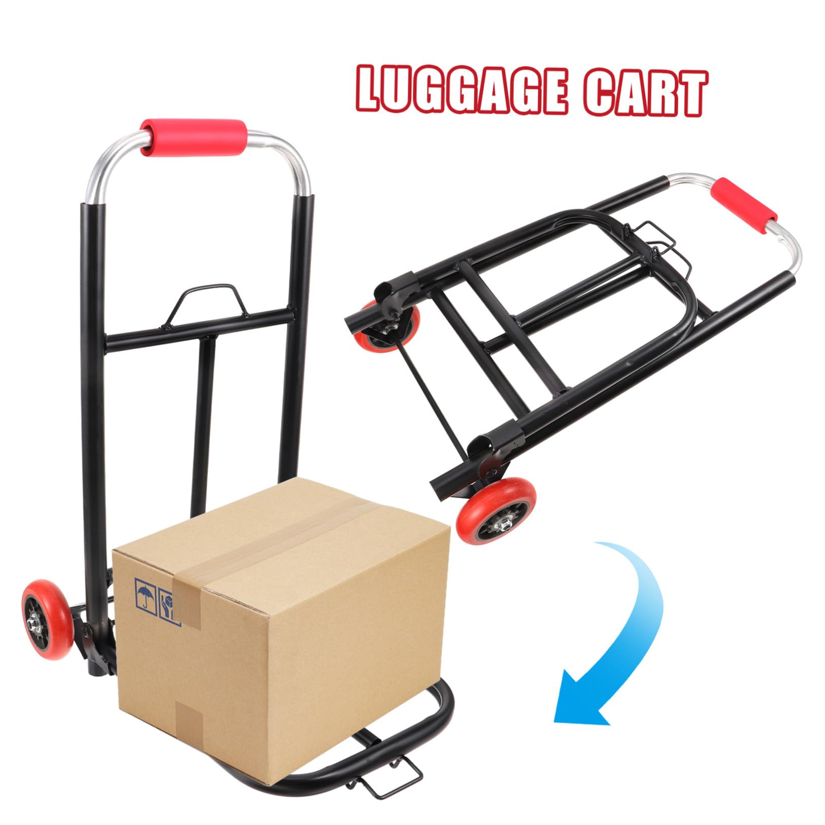 KALLORY Carrello Pieghevole per Spesa Ruote in Ferro e Manico Ergonomico, Trolley Portapacchi Leggero per Shopping e Trasporto Bagagli