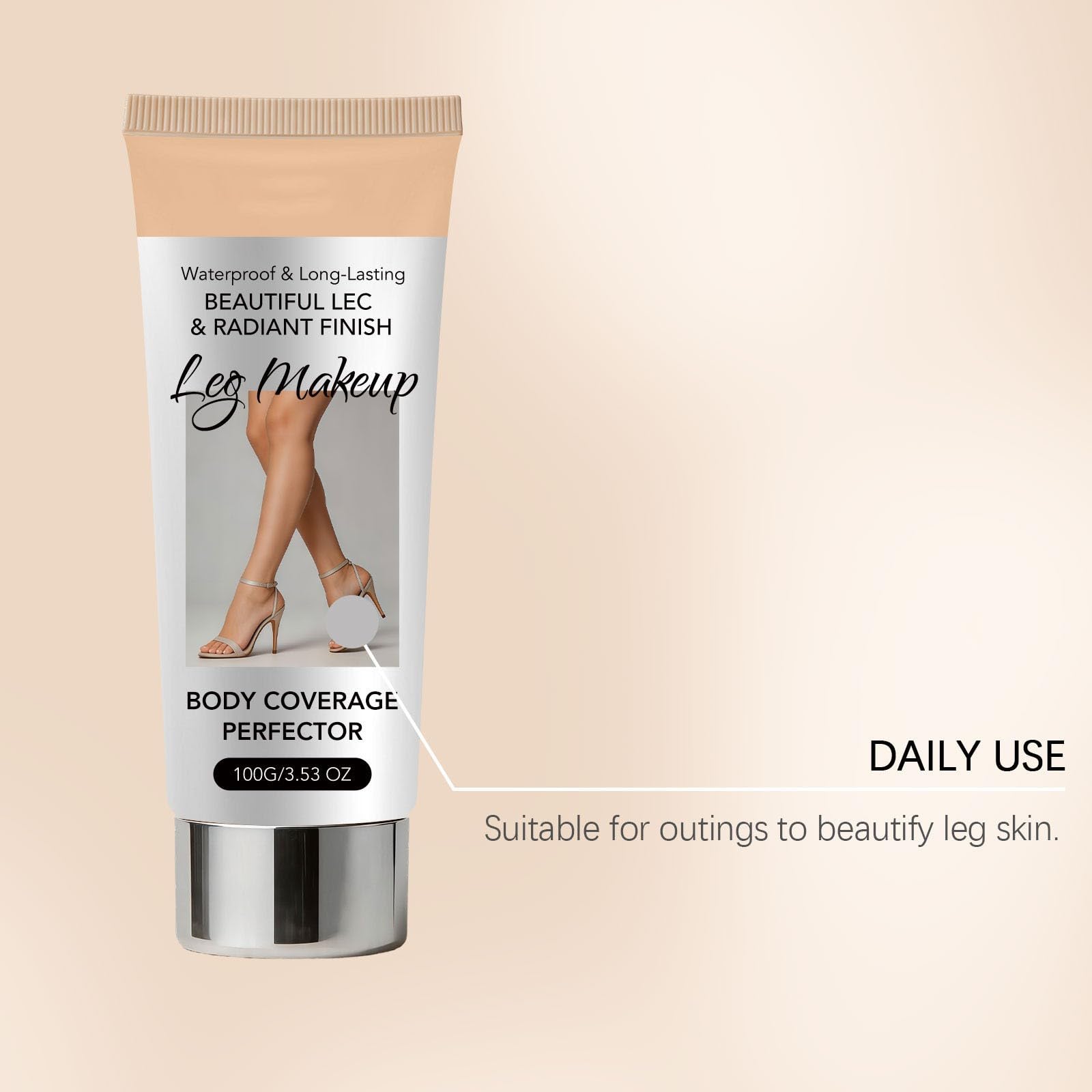 Makijaż na nogi i ciało, 100 ml, Body Coverage Perfector, wodoodporny krem do tatuażu, krem kryjący na żylaki, długotrwałe krycie, balans skóry, pokrycie