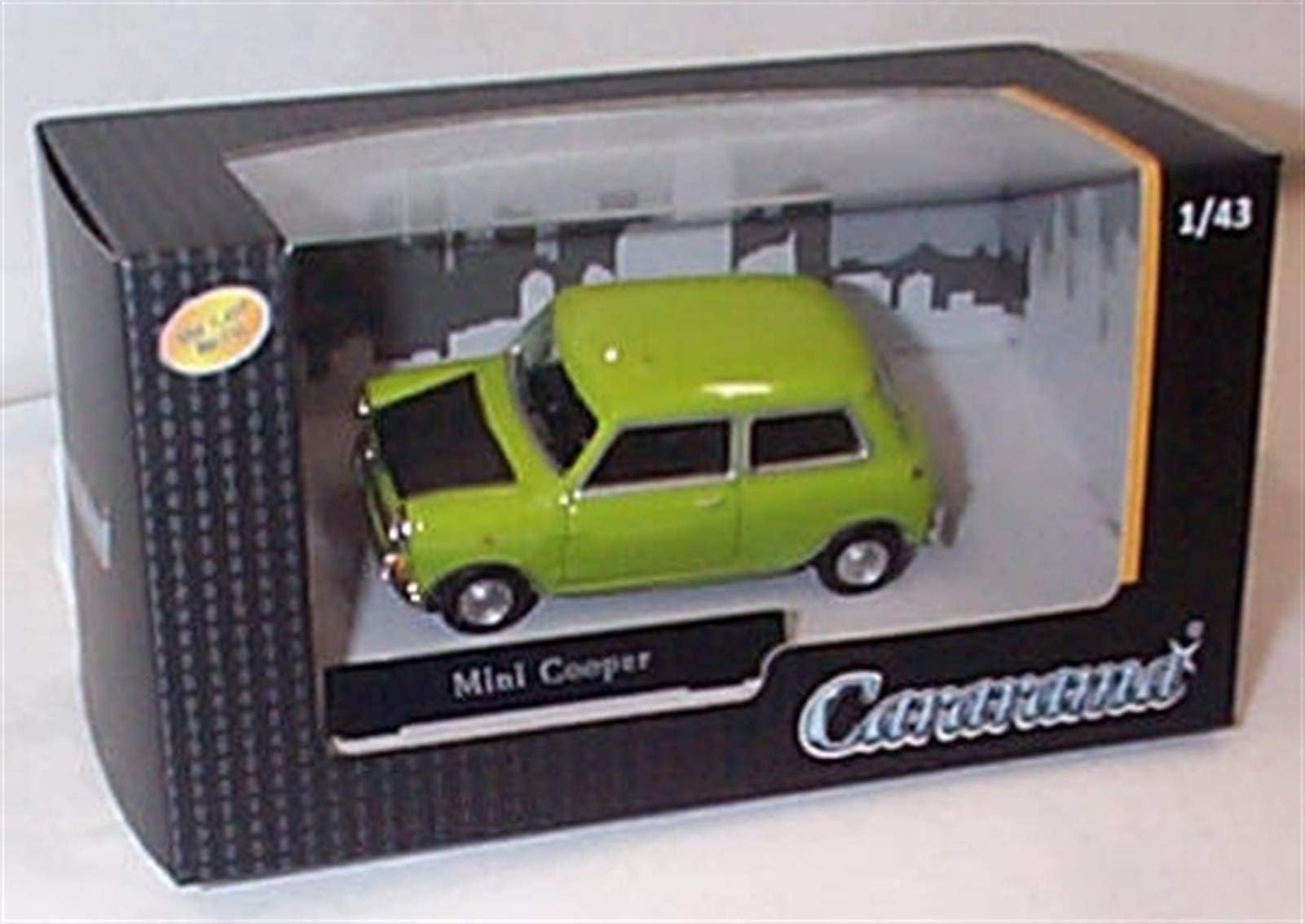 cararama MINI C00PER in Lime Green Black bonnet (Like MR.BEANS) vehicle 1:43 scale diecast model