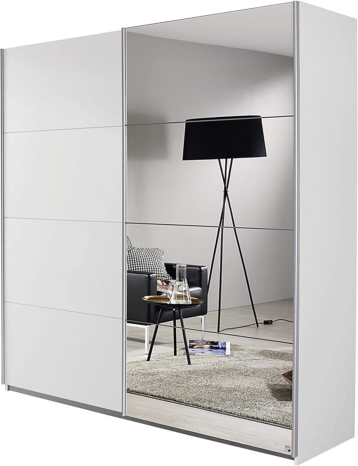 AVANTI TRENDSTORE - Rubito Armadio con ante scorrevoli e con un' anta specchiata. Molto spazioso in laminato colore bianco. Dimensioni: LAP 181x197x61cm