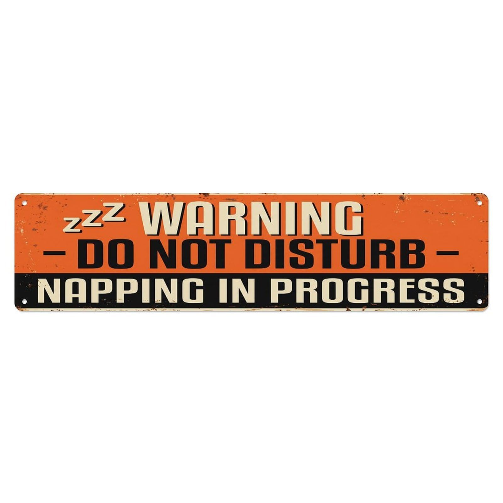 Olhnbad 4X16inch(10X40cm) Vintage Funny Warning Do Not Disturb Napping Warning Metal Tin Sign