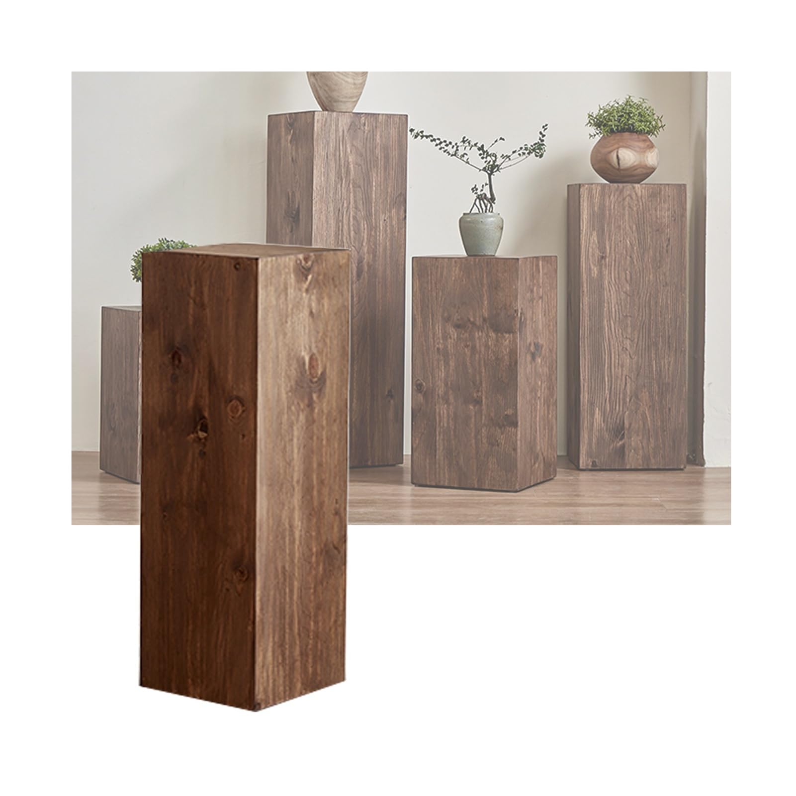 Pedestal Cubo Madera, Base Plataforma Exhibición Esculturas Cubo, Pilares Pedestal Cuadrados para Tiendas Ropa para Decoraciones Fiestas Exhibición(marrón,30X30X45cm)
