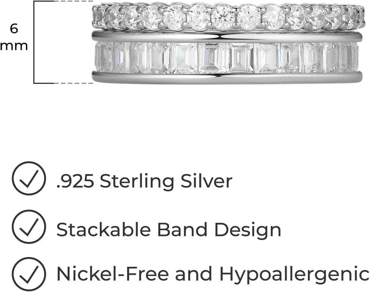 Amazon Essentials Cubic Zirconia Stackable 2-Ring Set in Sterling Silver - Image 6