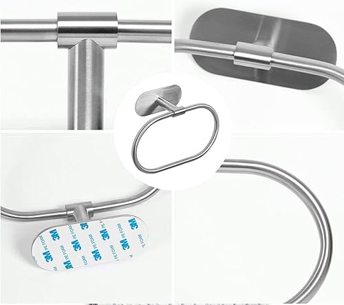 Miniatura 4 de Brontosaurus Toallero autoadhesivo para baño, soporte adhesivo de acero inoxidable para toallas de mano, sin perforación, moderno colgador de