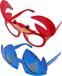 2pcs glasses, funny crab shark pattern glasses, trendy Hawaiian sunglasses, suitable for beach vacation, party and party.