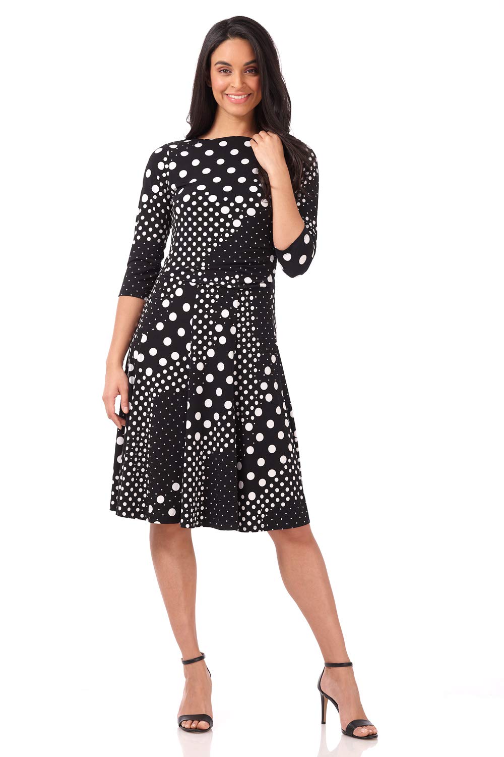 Rekucci Women's Flippy Fit N' Flare Dress with 3/4 Sleeves