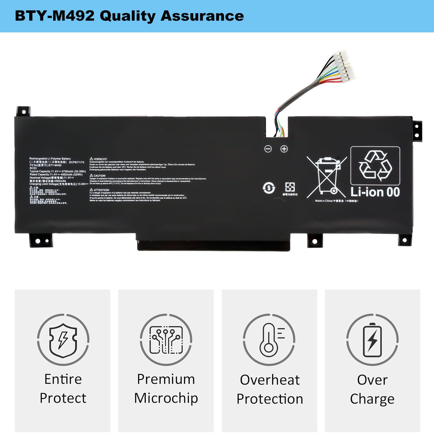 BLESYS BTY-M492 Batterie pour MSI Pulse GL66 GL76 ;Katana GF66 GF76 ;Sword 15 A11U WF66 WF76 ;Crosshair 15 17 A11UCK A11UDK A11UEK 53,5Wh
