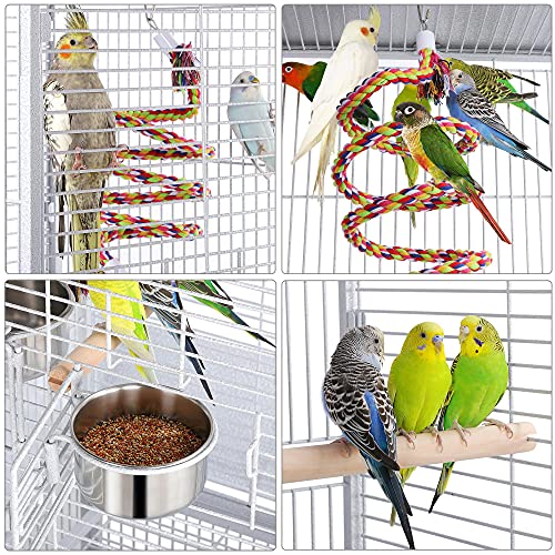 Yaheetech Wrought Iron Bird Cages, Play Top Large Aviary with Stand for Cockatiel Parrot Sun Parakeet Conures Lovebird Budgie Finch African Grey White, 61-inch
