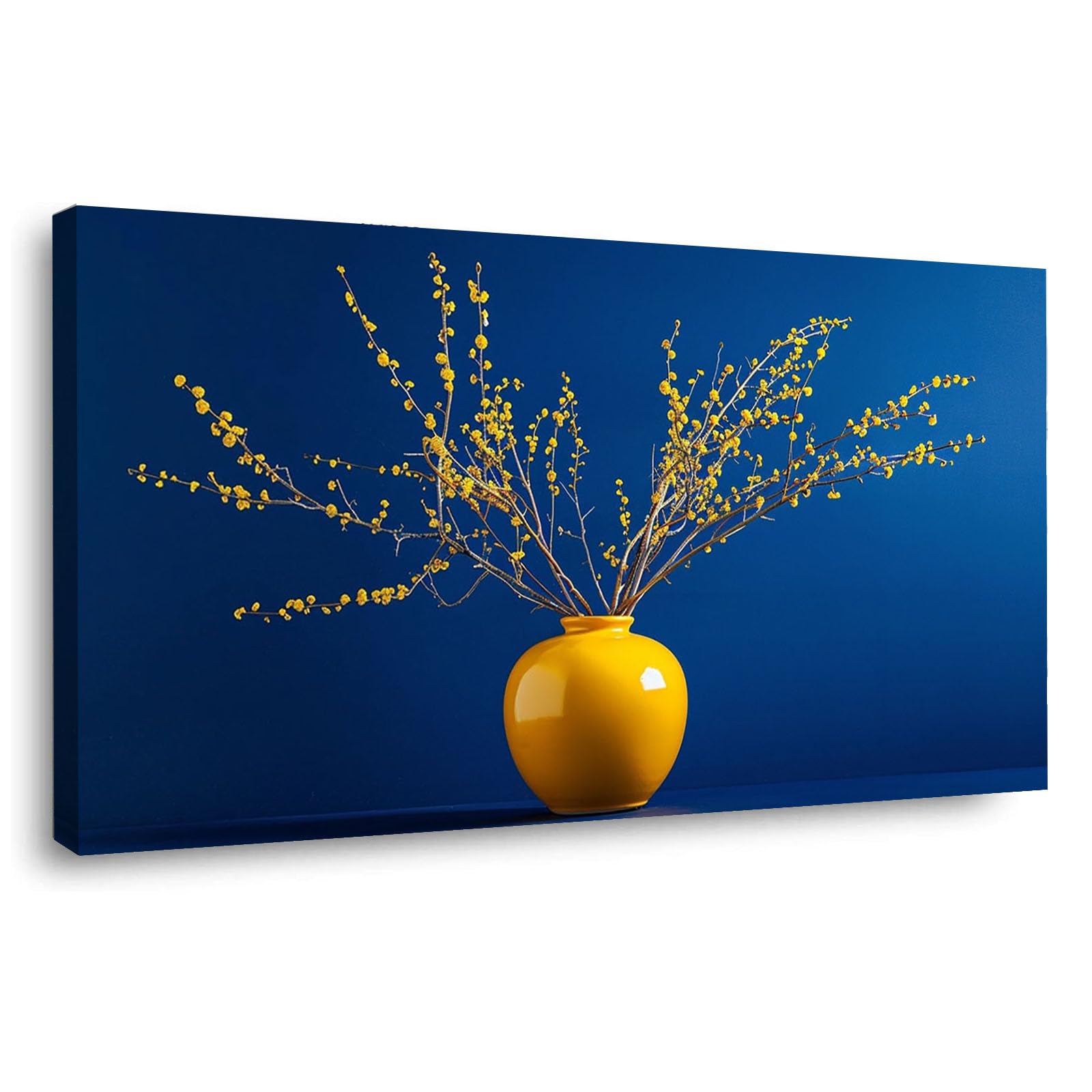 AMXBZC Plantas cuadros de arte de pared Flores hermosas en jarrón Cuadro Pared Lienzo para,Salon Décor Dormitorio Oficina Pasillo Cocina Baño Regalo（Amarillo-30x60cm Enmarcado
