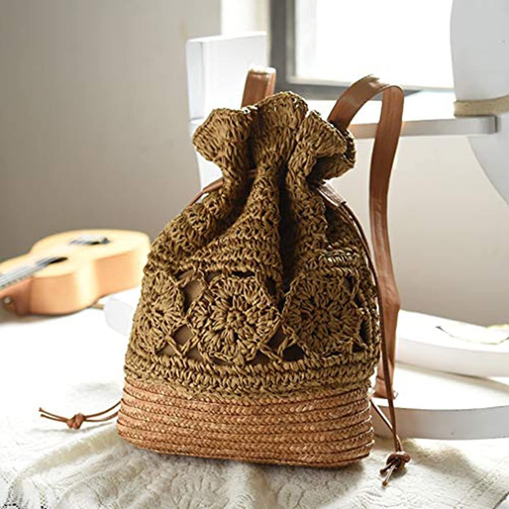 Women Straw bag Summer Beach Casual Casual Daypacks, Light Brown, 36 * 29 * 10 * 39cm - Image 2