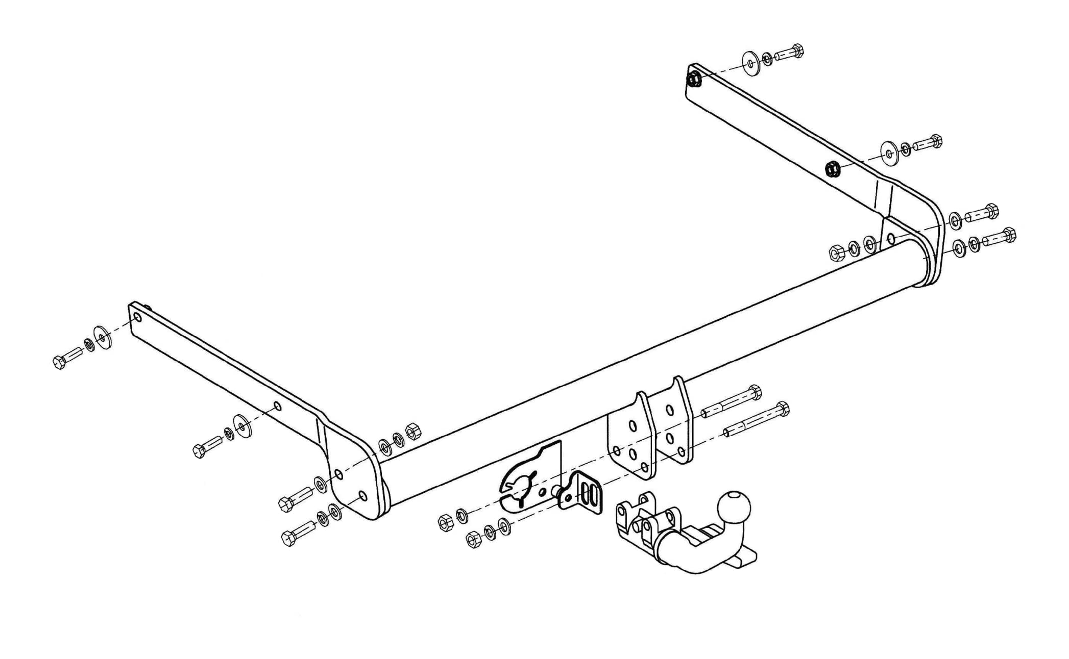 Hook Kompletny hak holowniczy wypinany poziomo kompatybilny z Ford C-Max II 11.2010-2019 + uniwersalna wiązka elektryczna 13-PIN