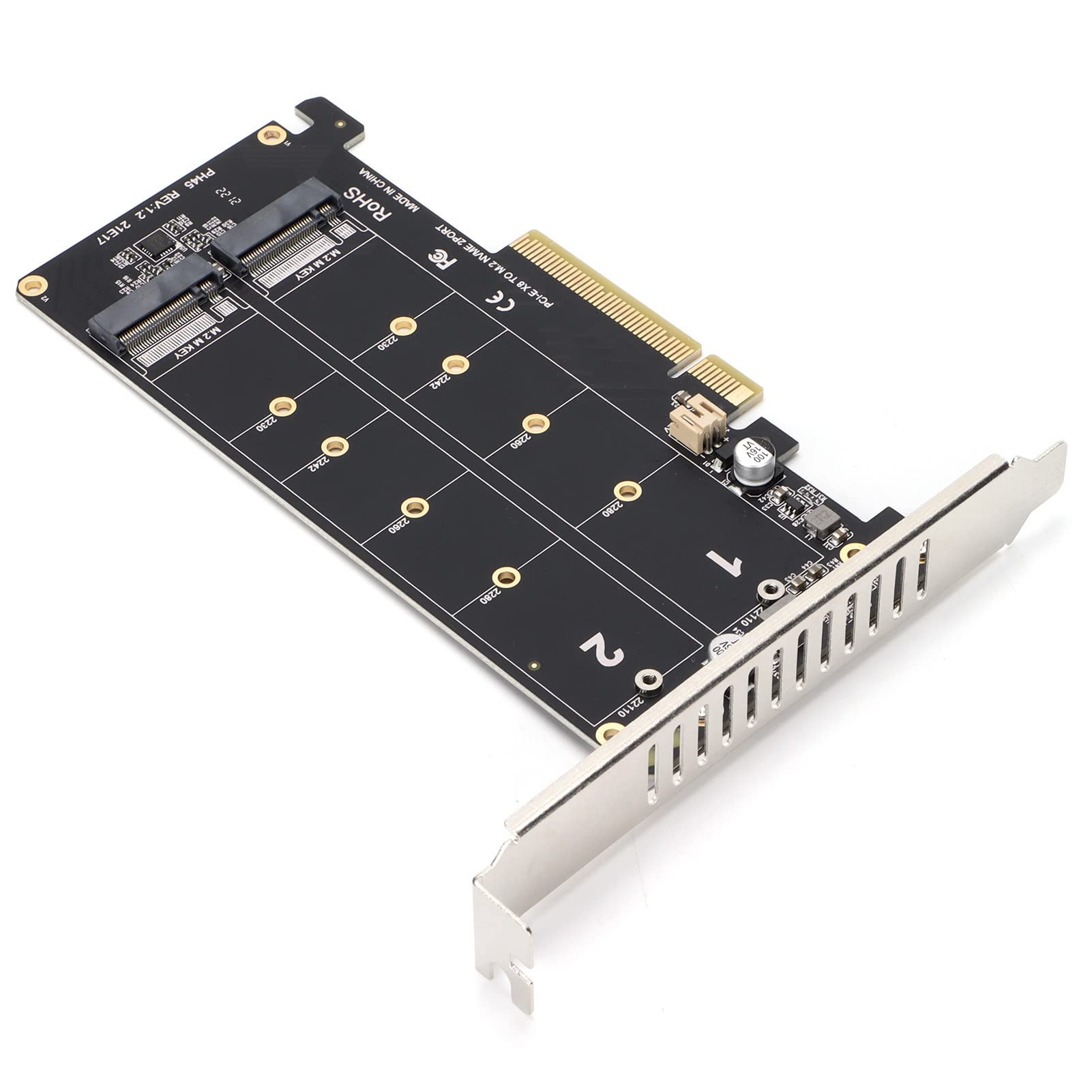 Cocoarm Scheda Adattatore Dual M.2 NVMe PCIe 2 X4 a velocità Completa 32Gbps per SSD con Chiave M con Supporto PCIe 3.0 4.0 Aggiornamento Prestazioni Disco Rigido (f45)