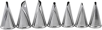 Tabiger Flower Piping Nozzles, 7pcs Petal Ruffle Piping Nozzles Set Rose Pastry Tips Icing Frosting Tips Baking Tools Stainless Steel Cake Decorating Kit for Cake Cupcakes DIY Icing Nozzle Tool