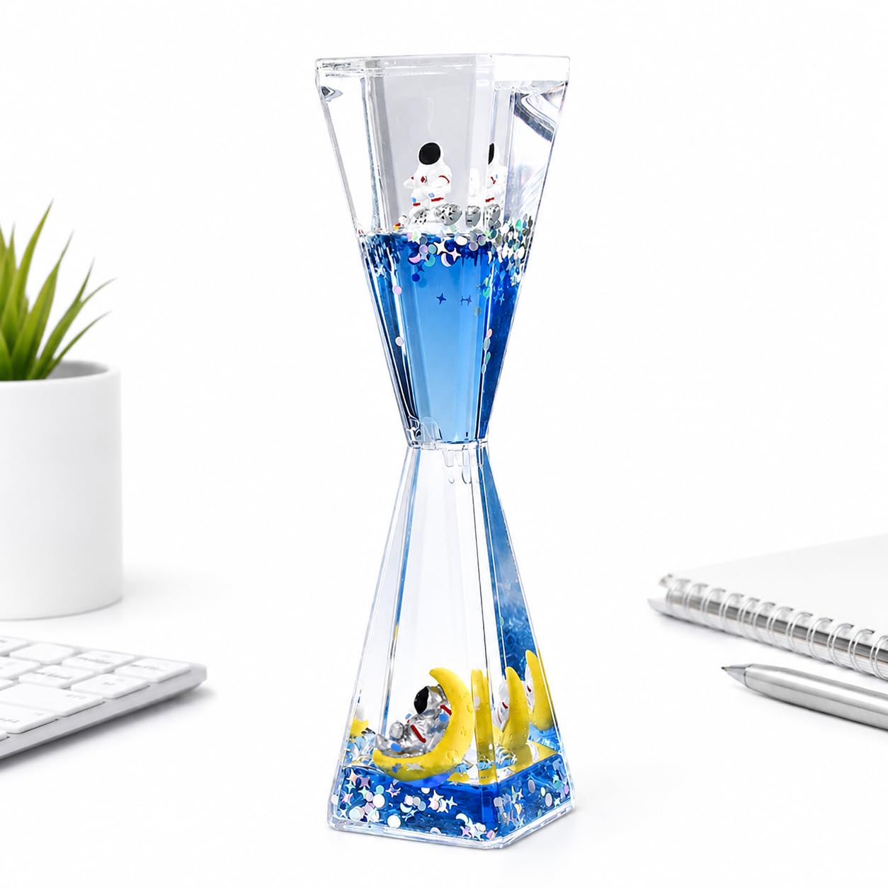 Astronaut Liquid Motion Timer Acrylic Bubble Sensory Toy, Stress Relief Desk Toy with Floating Moon & Glitter Stars, Relaxing Liquid, Office Desk Decor,Study Table Decoration, Gift for Kids & Adults-picture-13