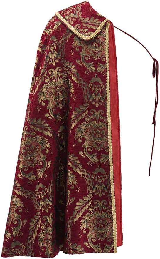 Willyacos Tudor Cape Men Medieval Renaissance Costumes Noble Tudor King Costume Cape Ren Faire Half Shoulder Cloak