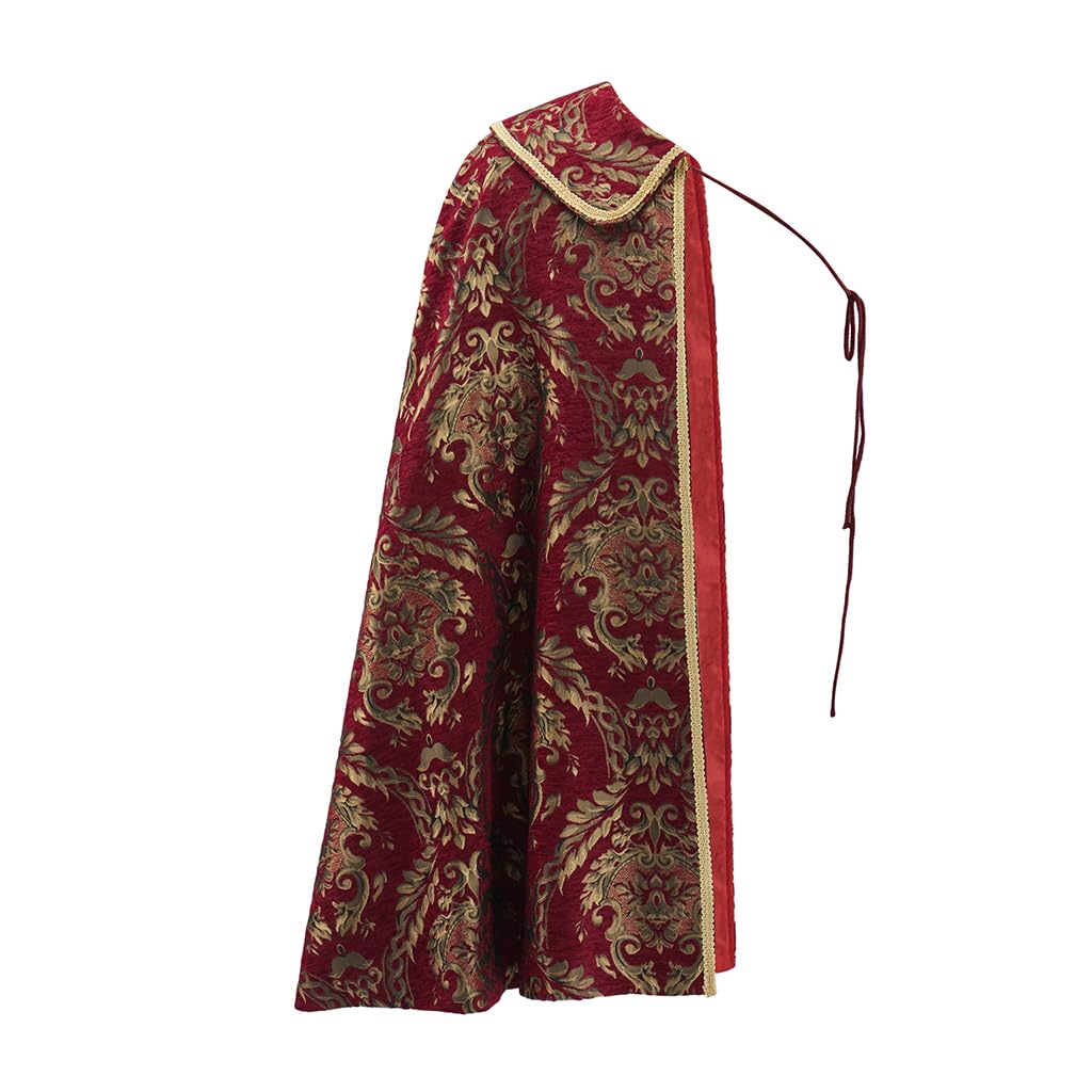 Willyacos Tudor Cape Men Medieval Renaissance Costumes Noble Tudor King Costume Cape Ren Faire Half Shoulder Cloak