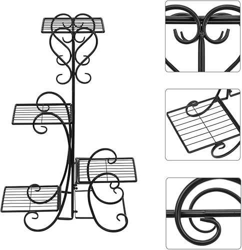 Miniatura 4 de TIOPLY Soporte de metal para plantas soporte de exhibición de escalera en forma de corazón de 6 niveles estante para macetas estante para plantas