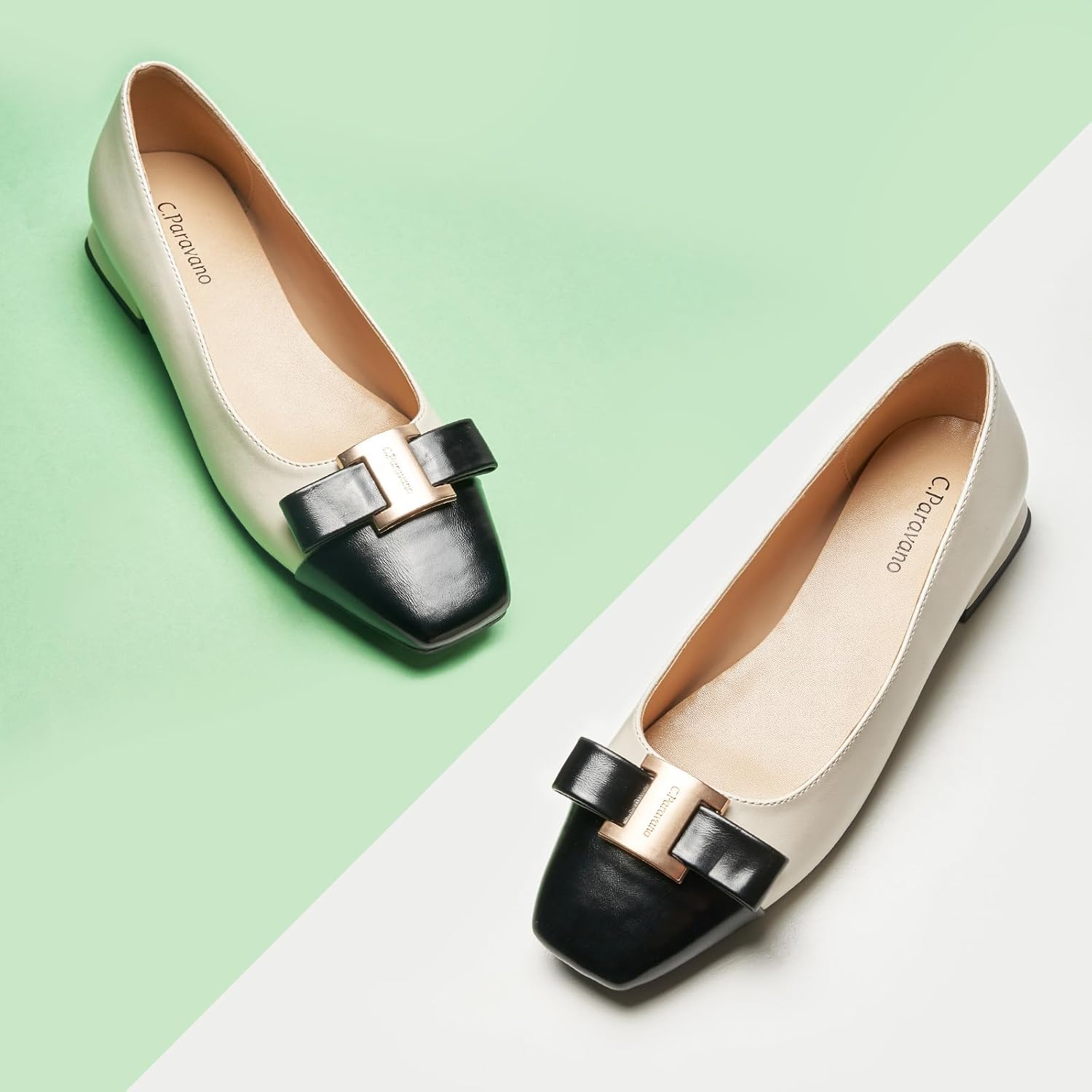 C.Paravano Flats Women | Womens Dress Shoes | Ballet Shoes for Women | Square Toe | Casual Shoes