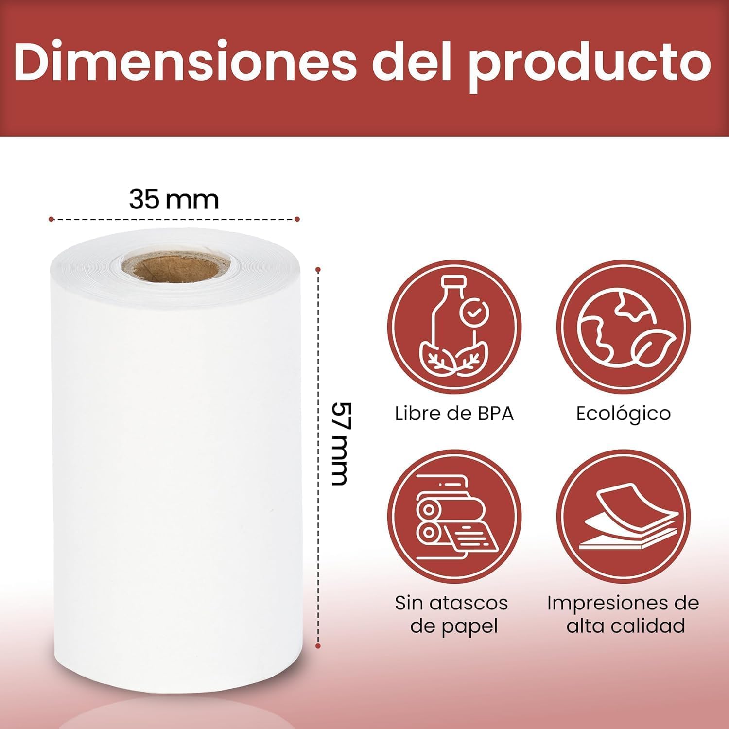 CAJA 200 Rollos de Papel Térmico para TPV, 57x35+3x12mm, Sin BPA, Blanco, Compatible Universal para Datáfonos e TPV(995735+3)