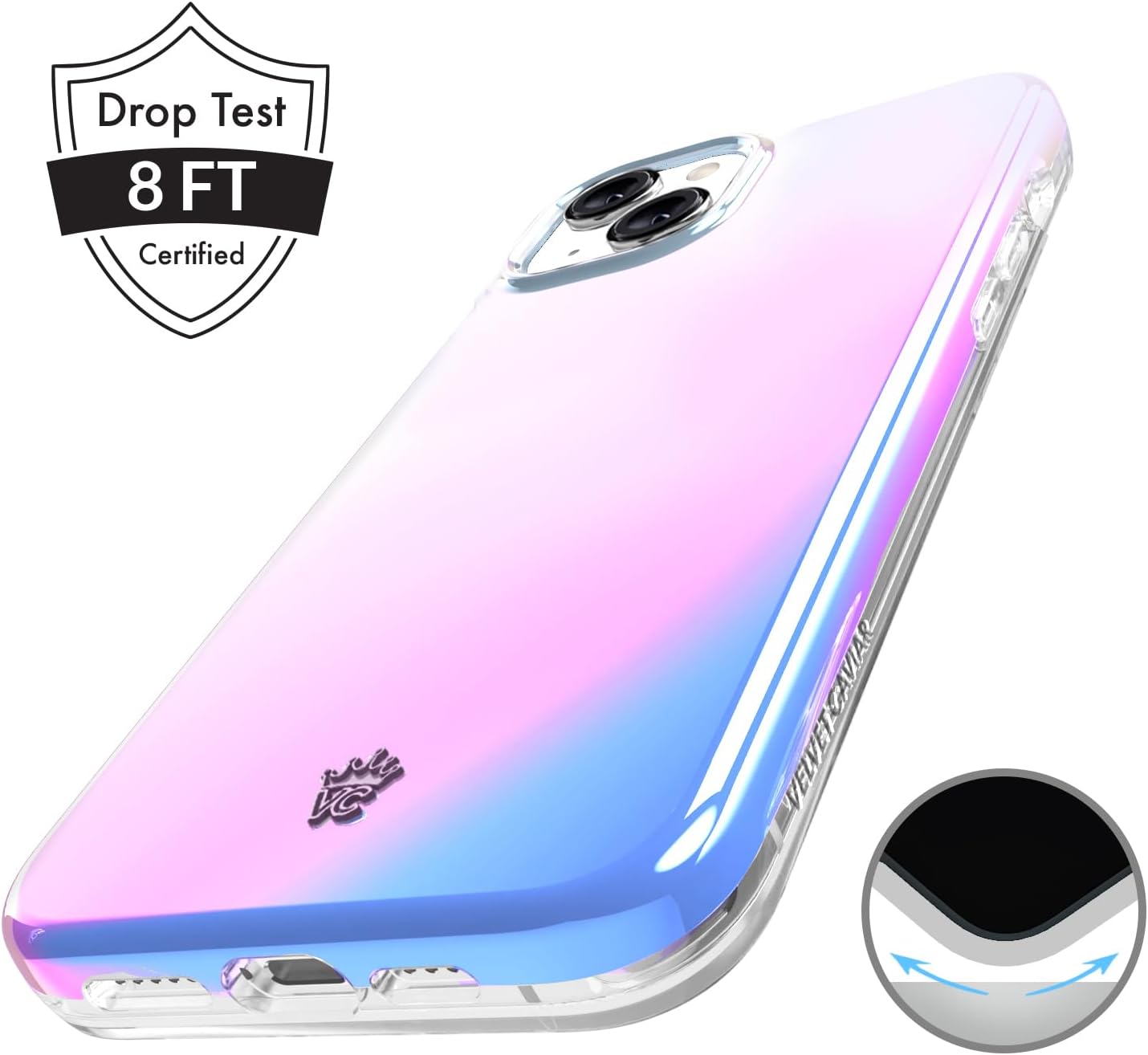 VELVET CAVIAR for iPhone 15 Plus Case - Compatible with MagSafe - 10ft Drop Tested - Iridescent Holographic Nebula