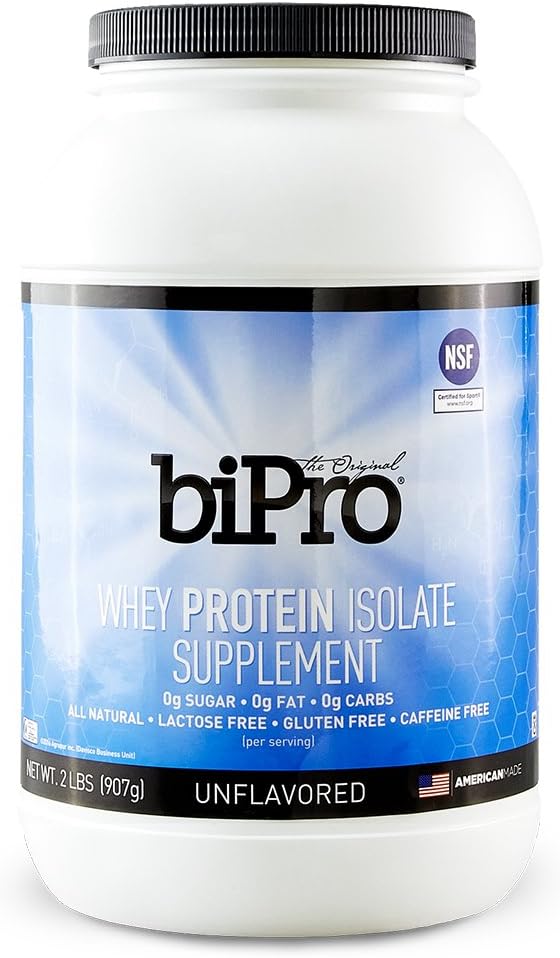 BiPro 100% Whey Protein Isolate, 2lb, Unflavored, All Natural, Sugar-Free, Lactose-Free, Gluten-Free, 80 Calories